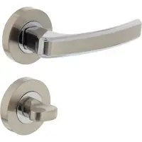 Intersteel Deurkruk Blok op rozet met toilet-/badkamersluiting - chroom/nikkel mat