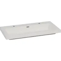 Wiesbaden Cubic kunstmarmer wastafel 2 kraangaten 100x46cm wit