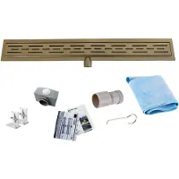 Mueller Basic douchegoot met flens 90x7cm goud messing