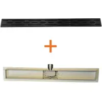Mueller RVS douchegoot met zwart rooster 90cm