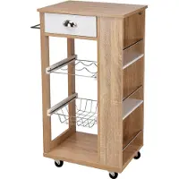 Excellent houseware Keukentrolley - 37 x 48 x 86cm - Hout/Wit