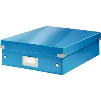 Leitz Wow Click & Store Middelgrote Opbergdoos - 85% Gerecycled Karton - Ruimtebesparende Sorteerdoos met Vakjes - 28.1 x 10 x 37 Cm (BxHxD) - IJsblauw