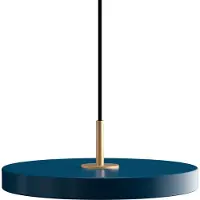 UMAGE Hanglamp Asteria mini, dimbaar, blauw, Woon-/ Eetkamer, Aluminium, Design