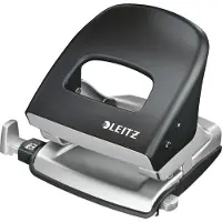 Leitz Style Metalen Kantoor Perforator - Perforeert Tot 30 Vel - Voor Mappen En Ringbanden - Ideaal Voor Thuiskantoor - Satijn Zwart