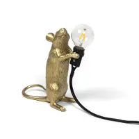 Seletti Mouse Lamp LED decoratieve lamp USB staand goud Valentine, messing / goud, Woon-/ Eetkamer, Kunststof, Design, tafellamp