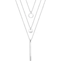 Elli Ketting Circle Geo Layer Geo Swarovski Kristallen 925 Sterling Zilver