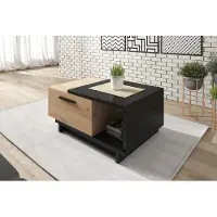 Meubella Salontafel Incala - Eiken - Zwart - 90 cm