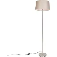 QAZQA Moderne vloerlamp staal met taupe kap 45 cm - Simplo