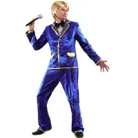 Vegaoo Glanzend blauw disco kostuum voor mannen
