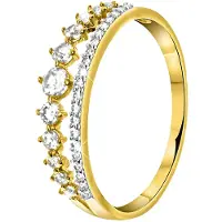 Lucardi - 14Karaat geelgouden ring 2rij met zirkonia
