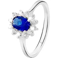 Lucardi Zilveren Ring - Met Blauwe Zirkonia - Maat 60