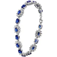 Lucardi Zilveren armband blauwe zirkonia
