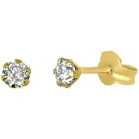 Lucardi 14 Karaat geelgouden oorbellen rond 3mm zirkonia