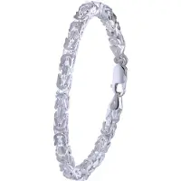 Lucardi - Zilveren Herenarmband - Met Koningsschakel - 17 cm