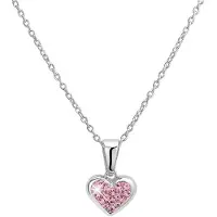 Lucardi Zilveren ketting&hanger hart met licht kristal