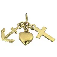 Lucardi 14karaat geelgouden hanger geloof, hoop, liefde
