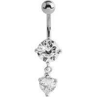 Lucardi Stalen navelpiercing met kristal