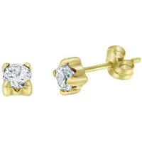 Lucardi Geelgouden oorbellen met zirkonia 4mm