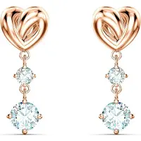 Swarovski Lifelong Heart Drop Pierced Oorbellen voor Vrouwen Set van Witte Kristallen Hartvormige Oorbellen met Ros?ouden Plating