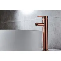 Saniclear Copper hoge wastafelkraan met eenhendel bediening geborsteld koper