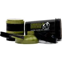 Gorilla wear Shake Beker 2 GO - 500 ml + 2 x 130 ml - Zwart/Legergroen