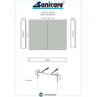 Sanicare Spiegelkast Qlassics Ambiance 70 cm. 2 dubbelzijdige spiegeldeuren schots-eiken