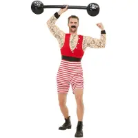 Smiffys - Deluxe Strongman Kostuum - M - Rood/Wit