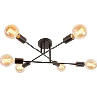 QAZQA Industriële plafondlamp zwart 6-lichts - Sydney