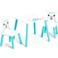 Lama houten tafel met 2 stoelen