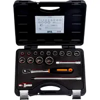 Bahco Doppenset 1/2" | slanke ratel | twaalfkant | inch-maten - 17-delig - koffer - 7817DZS