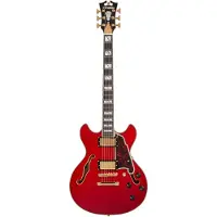D'angelico Excel Mini DC Trans Cherry semi-akoestische gitaar met koffer