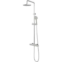 Brauer Brushed Edition opbouw thermostatische regendouche SET 02 met 20 cm douchekop en 3-standen handdouche en doucheslang RVS geborsteld PVD