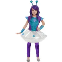 Smiffys Kostüm - Alien Girl - Silver - - 10-12 Jahre (140-152) - Kostüme