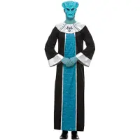 Smiffys Alien lord kostuum luxe (zwart, zilver en turqoise, M)