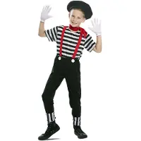Vegaoo - Mime kostuum met baret voor jongens - 7 - 9 jaar (122/134)