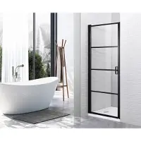 Saniclear Nero douchedeur 90x200 8mm NANO met zwarte profielen