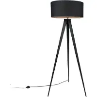 QAZQA Moderne vloerlamp zwart met zwarte kap - Ilse