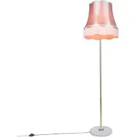 QAZQA Retro vloerlamp messing met Granny kap roze 45 cm - Kaso