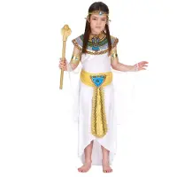 Vegaoo Wit en goudkleurig Egyptisch kostuum voor meisjes