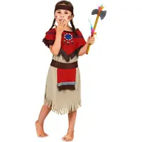 Vegaoo Rode en beige indiaan outfit voor meisjes