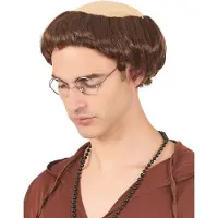 Vegaoo - Bruine monnikspruik voor heren - Bruin - One Size