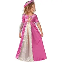 Vegaoo Roze middeleeuwse fleur de lis prinses kostuum voor meisjes