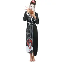 E-Carnavalskleding.nl Geisha dress luxe (zwart, wit en rood, S)