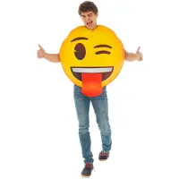 Vegaoo Emoji knipoog kostuum (geel, zwart en rood)