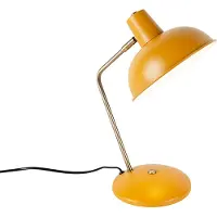 QAZQA Retro Tafellamp Geel met Brons - Milou