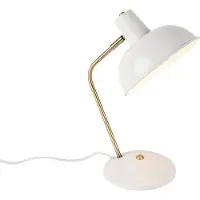 QAZQA Retro Tafellamp Wit met Brons 38cm - Milou