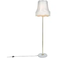 QAZQA Retro vloerlamp messing met Granny kap crème 45 cm - Kaso