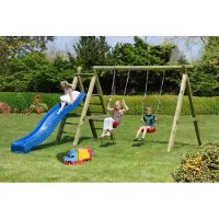 Buitenspeelgoed Keupink Houten speeltoestel Premium incl. twee schommelzitjes en glijbaan