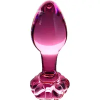 Icicles No. 48 - glazen buttplug - bloemenmotief - roze