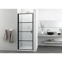 Badstuber Stripe douchedeur met zwarte profielen 80x195cm